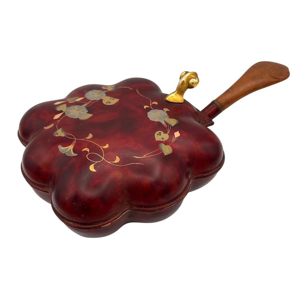 Maruni Japan Lacquered Silent Butler Crumb Catcher Oriental Hand Painted Red